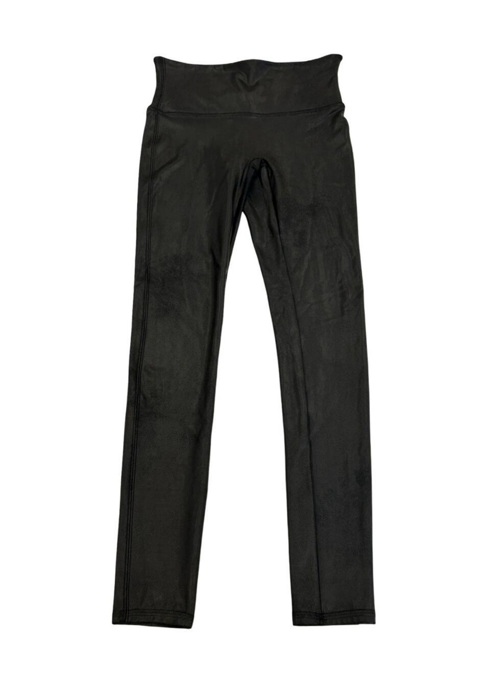 Spanx Faux Leather Style Leggings Pants Womens Size M Black Pull On Inseam 29”